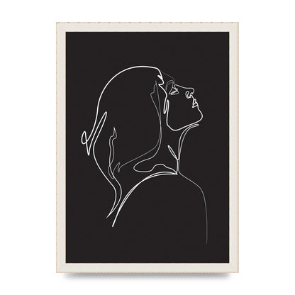 Woman Line Drawing Black Wall Art - A3 framed