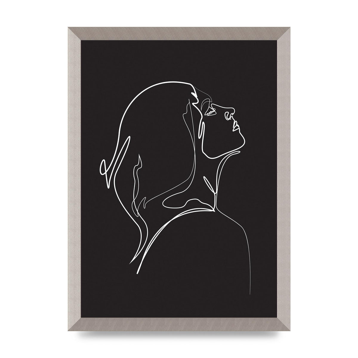 Woman Line Drawing Black Wall Art - A3 framed