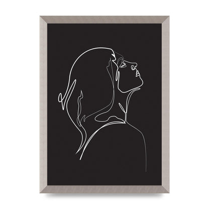 Woman Line Drawing Black Wall Art - A3 framed