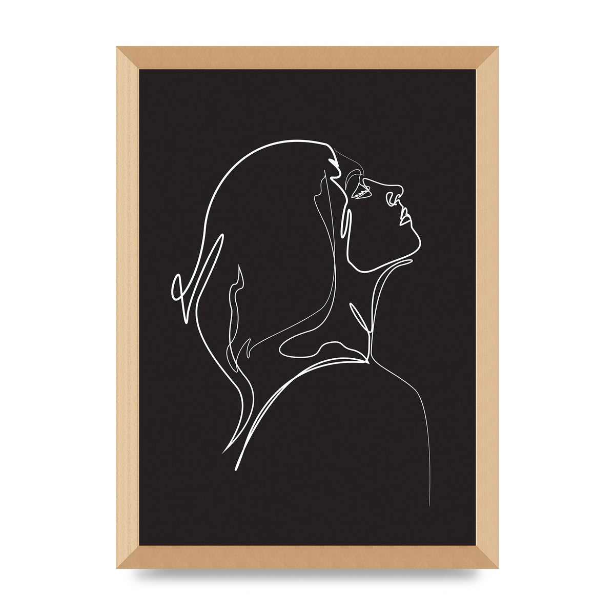 Woman Line Drawing Black Wall Art - A3 framed