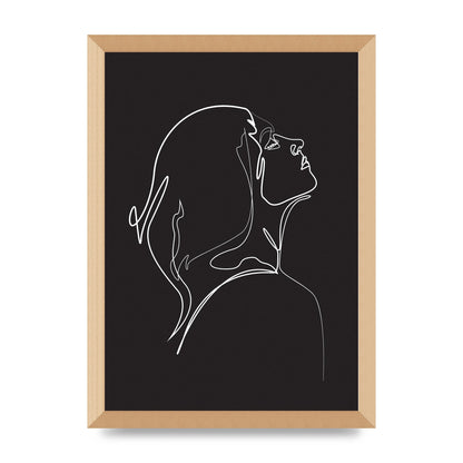 Woman Line Drawing Black Wall Art - A3 framed