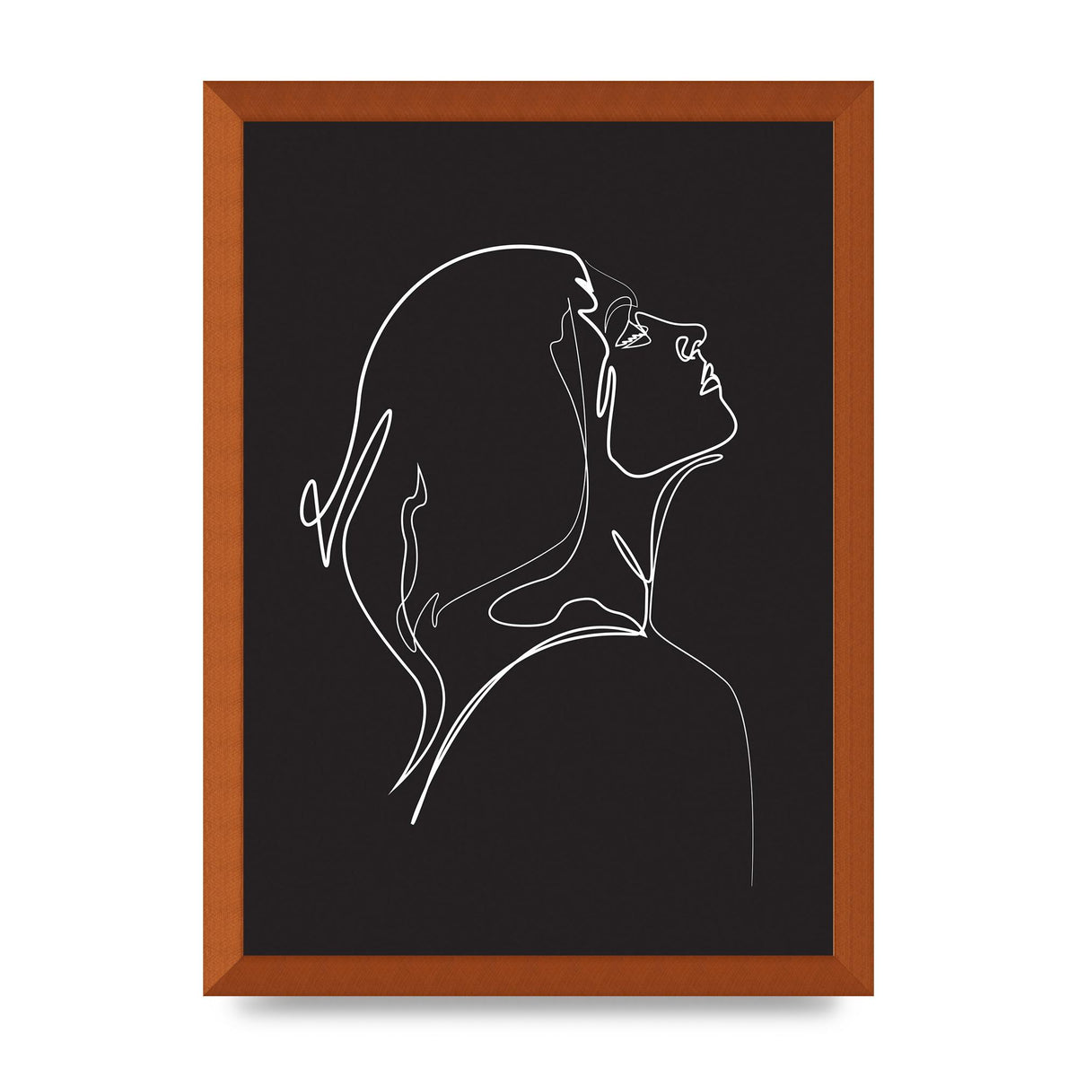 Woman Line Drawing Black Wall Art - A3 framed
