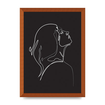Woman Line Drawing Black Wall Art - A3 framed