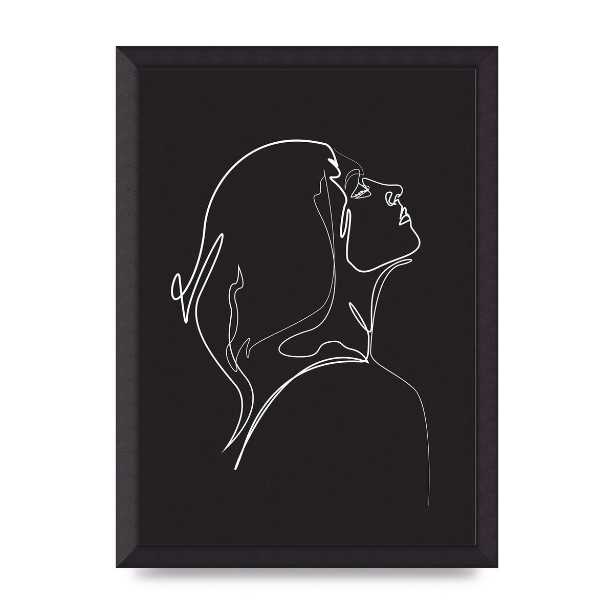 Woman Line Drawing Black Wall Art - A3 framed