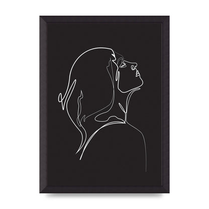 Woman Line Drawing Black Wall Art - A3 framed