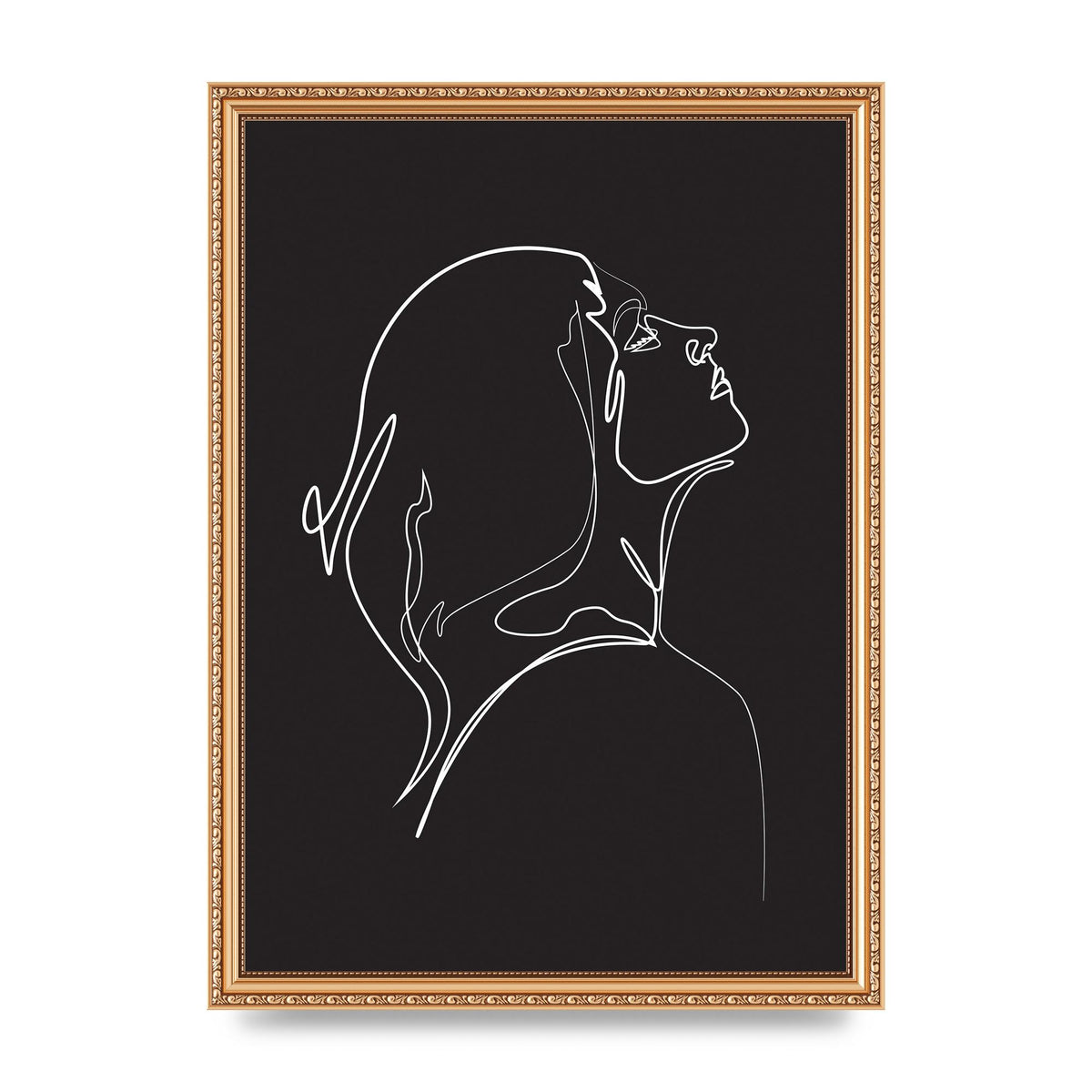 Woman Line Drawing Black Wall Art - A3 framed