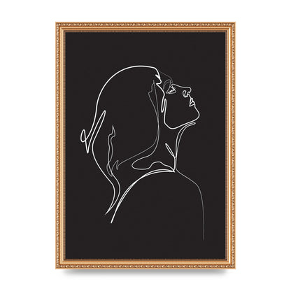 Woman Line Drawing Black Wall Art - A3 framed