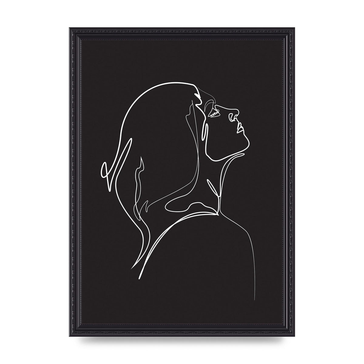 Woman Line Drawing Black Wall Art - A3 framed