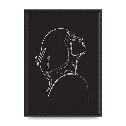 Woman Line Drawing Black Wall Art - A3 framed