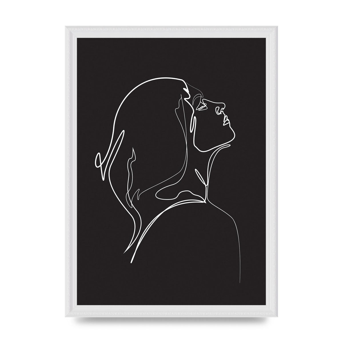 Woman Line Drawing Black Wall Art - A3 framed