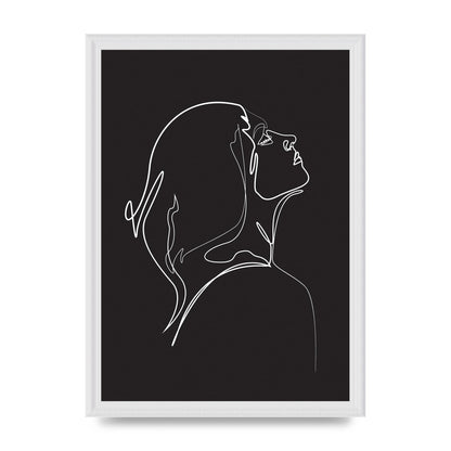 Woman Line Drawing Black Wall Art - A3 framed