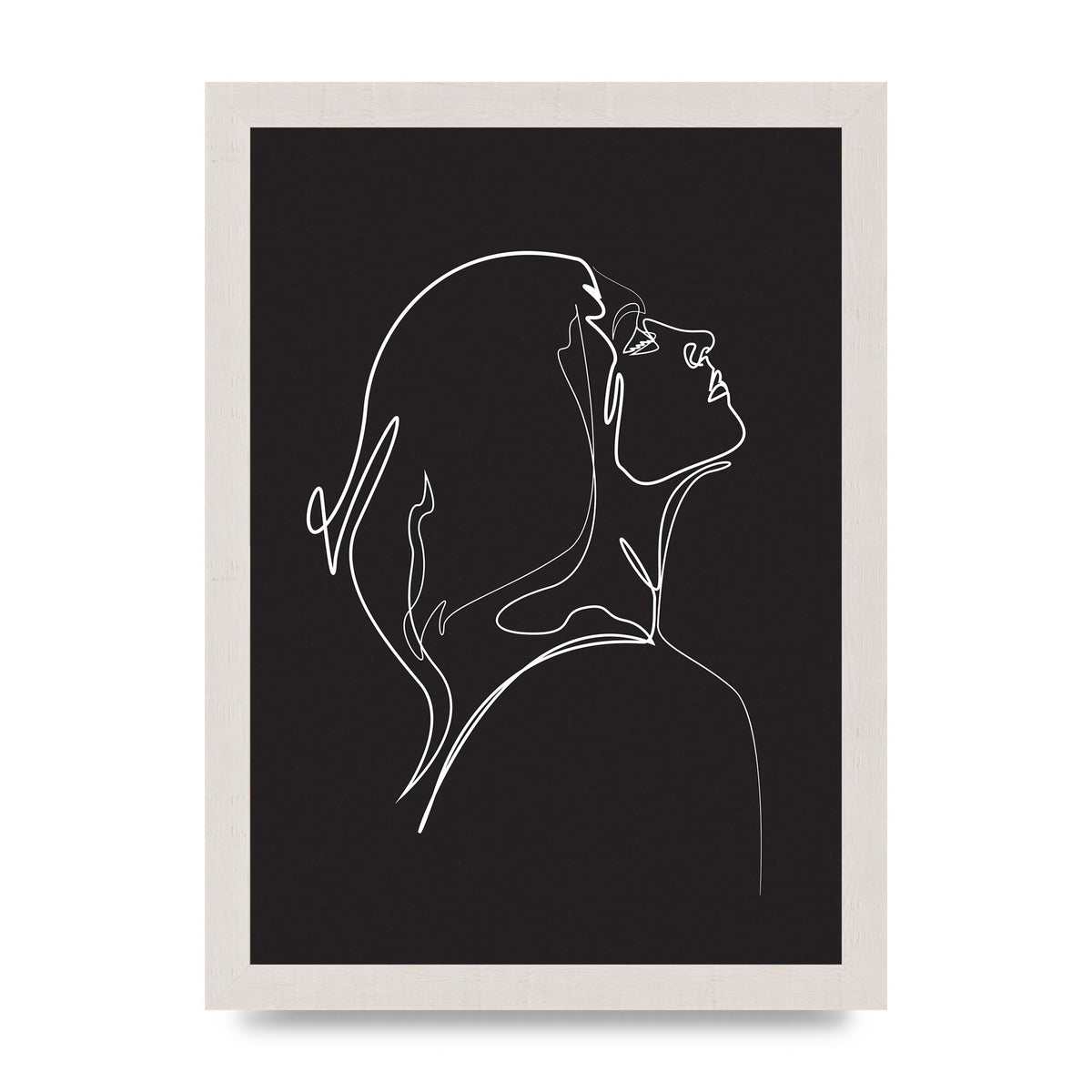 Woman Line Drawing Black Wall Art - A4 framed