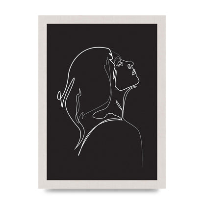 Woman Line Drawing Black Wall Art - A4 framed