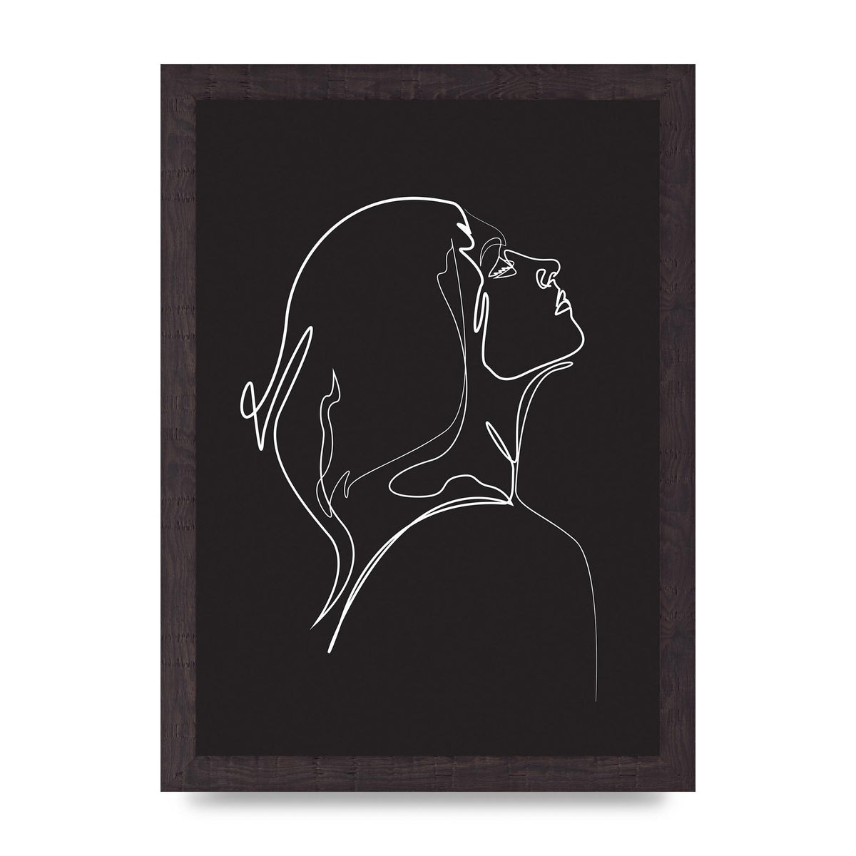 Woman Line Drawing Black Wall Art - A4 framed