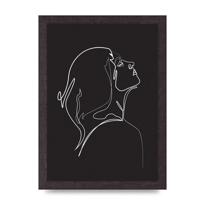 Woman Line Drawing Black Wall Art - A4 framed
