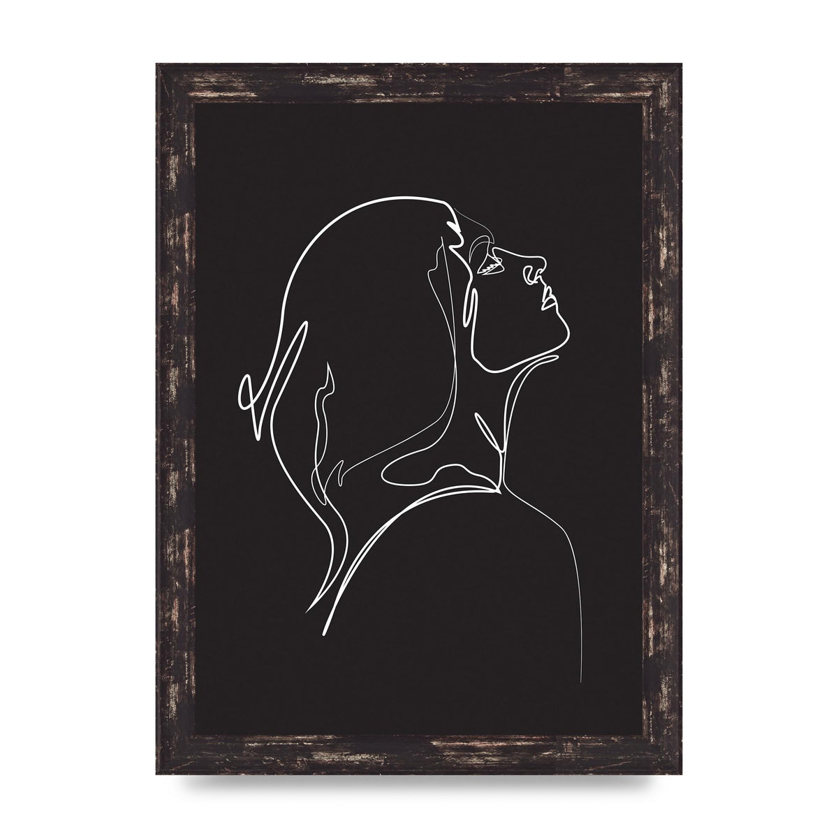 Woman Line Drawing Black Wall Art - A4 framed