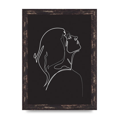 Woman Line Drawing Black Wall Art - A4 framed