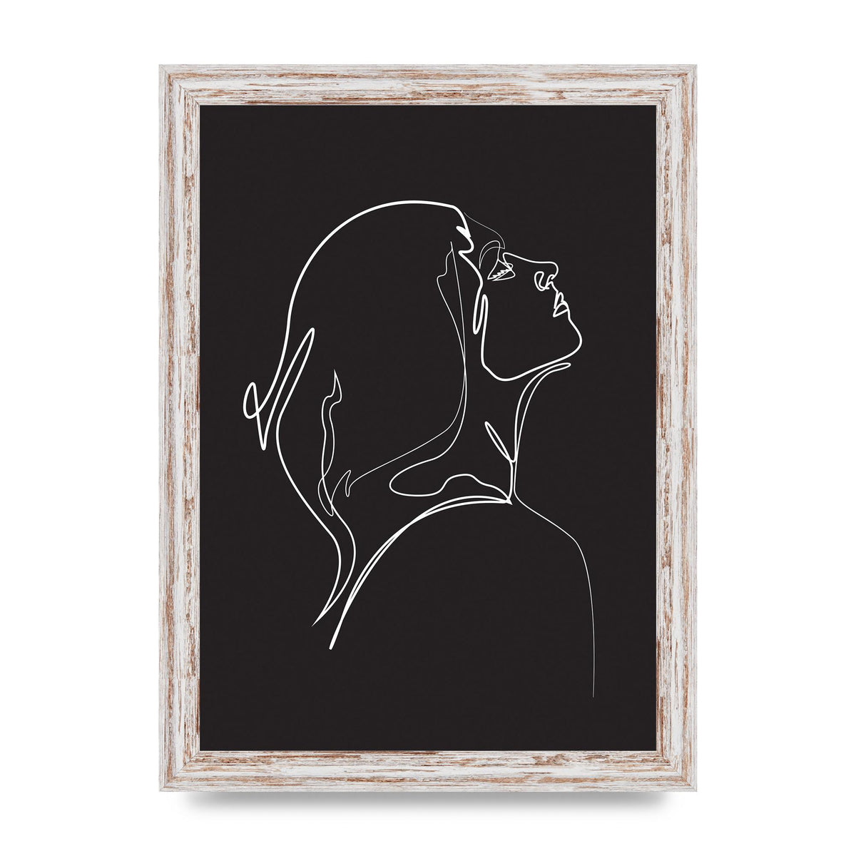 Woman Line Drawing Black Wall Art - A4 framed