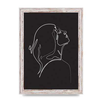 Woman Line Drawing Black Wall Art - A4 framed