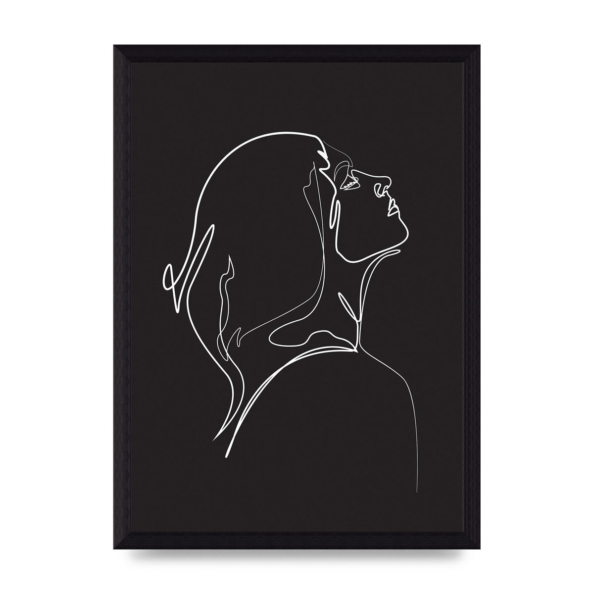 Woman Line Drawing Black Wall Art - A4 framed