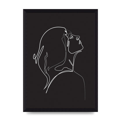 Woman Line Drawing Black Wall Art - A4 framed