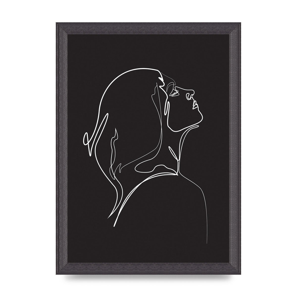 Woman Line Drawing Black Wall Art - A4 framed
