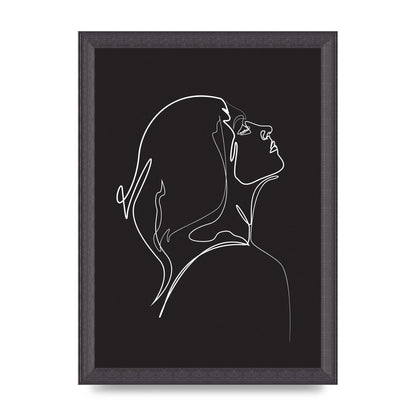 Woman Line Drawing Black Wall Art - A4 framed