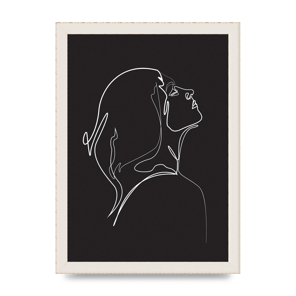 Woman Line Drawing Black Wall Art - A4 framed
