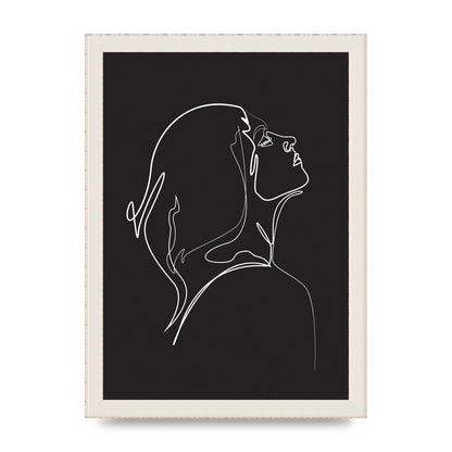 Woman Line Drawing Black Wall Art - A4 framed