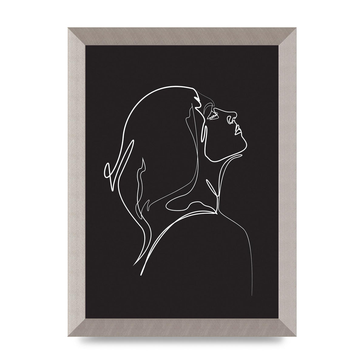 Woman Line Drawing Black Wall Art - A4 framed