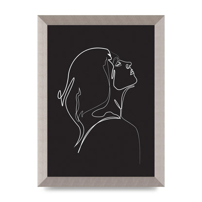 Woman Line Drawing Black Wall Art - A4 framed