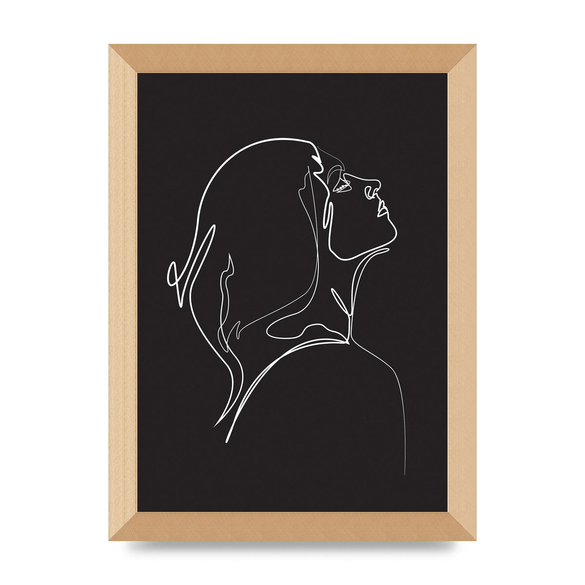 Woman Line Drawing Black Wall Art - A4 framed