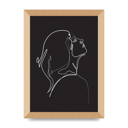 Woman Line Drawing Black Wall Art - A4 framed