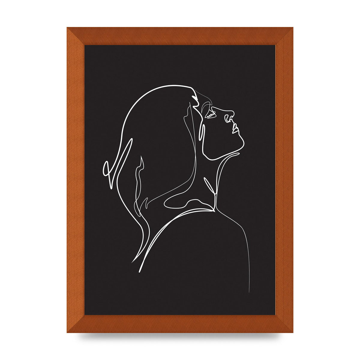 Woman Line Drawing Black Wall Art - A4 framed