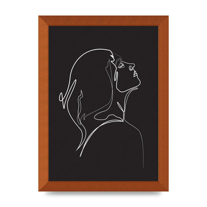 Woman Line Drawing Black Wall Art - A4 framed