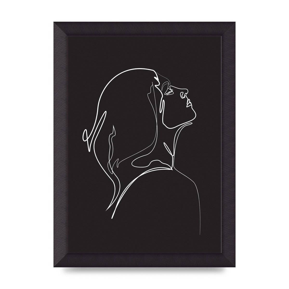 Woman Line Drawing Black Wall Art - A4 framed