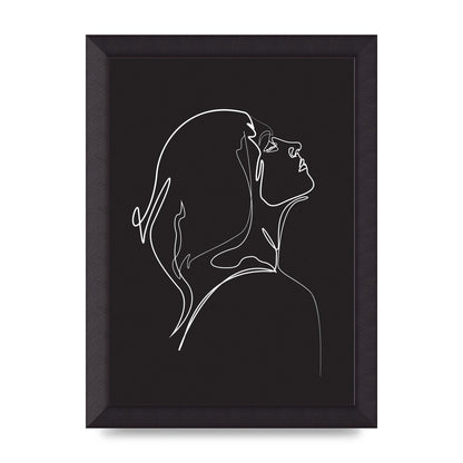 Woman Line Drawing Black Wall Art - A4 framed