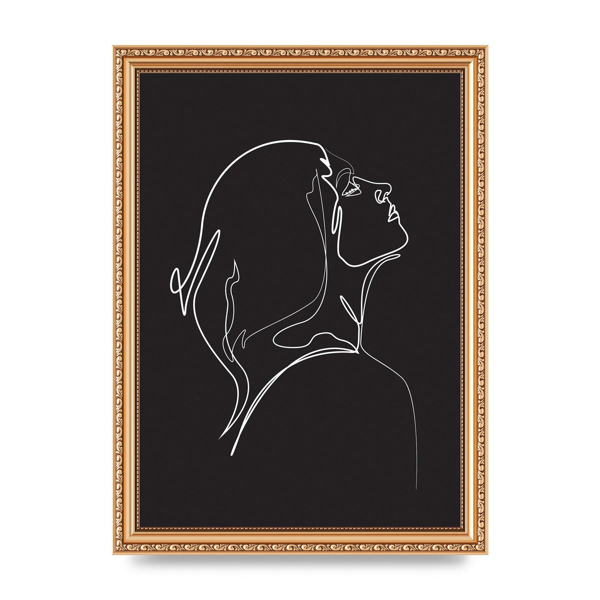 Woman Line Drawing Black Wall Art - A4 framed