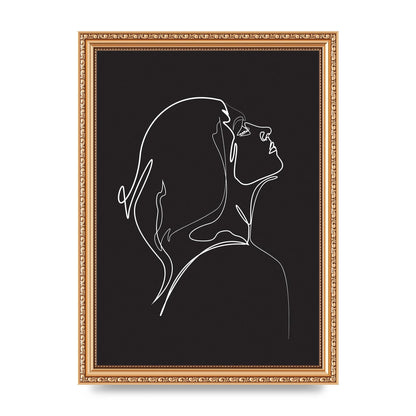 Woman Line Drawing Black Wall Art - A4 framed