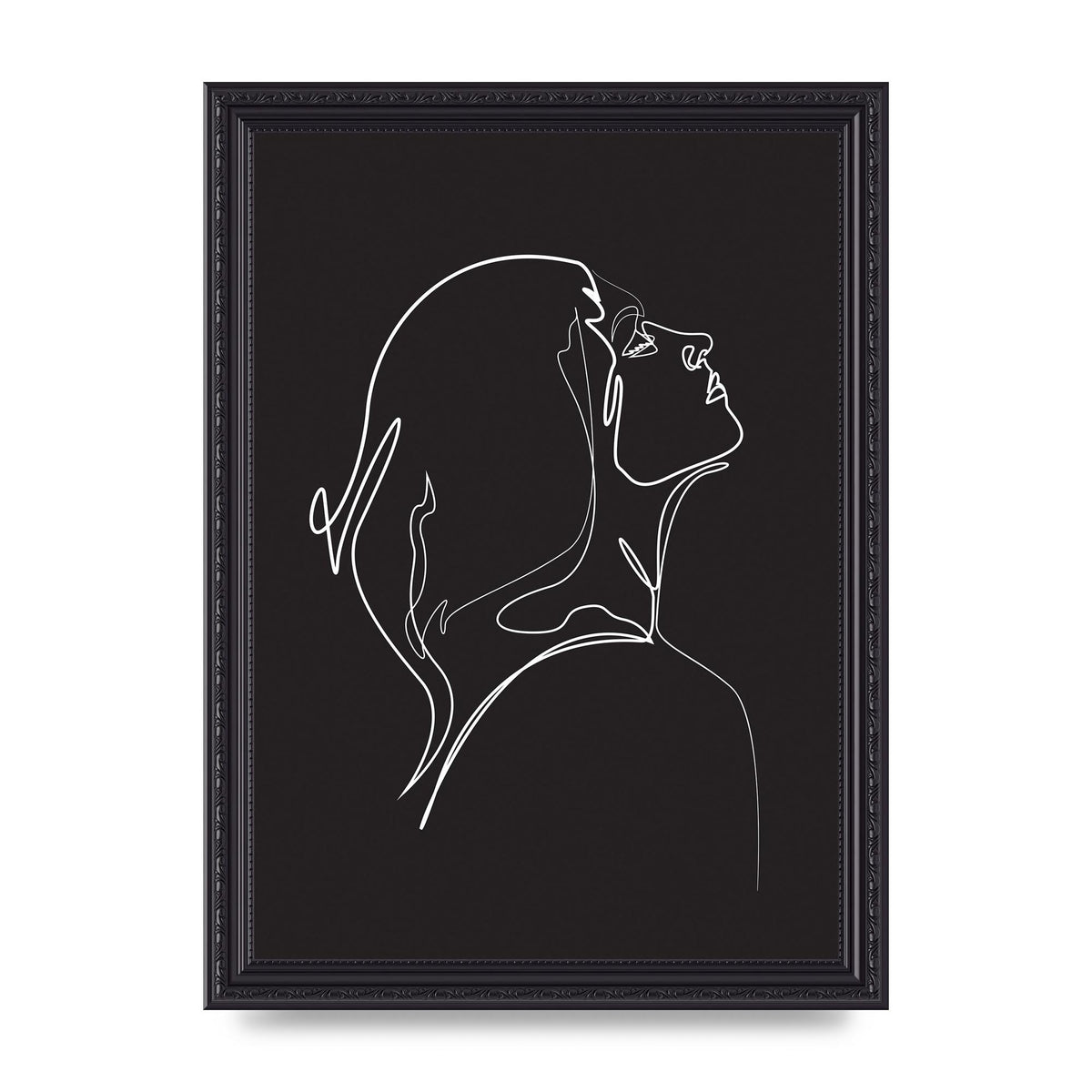 Woman Line Drawing Black Wall Art - A4 framed