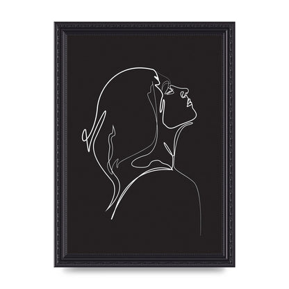 Woman Line Drawing Black Wall Art - A4 framed
