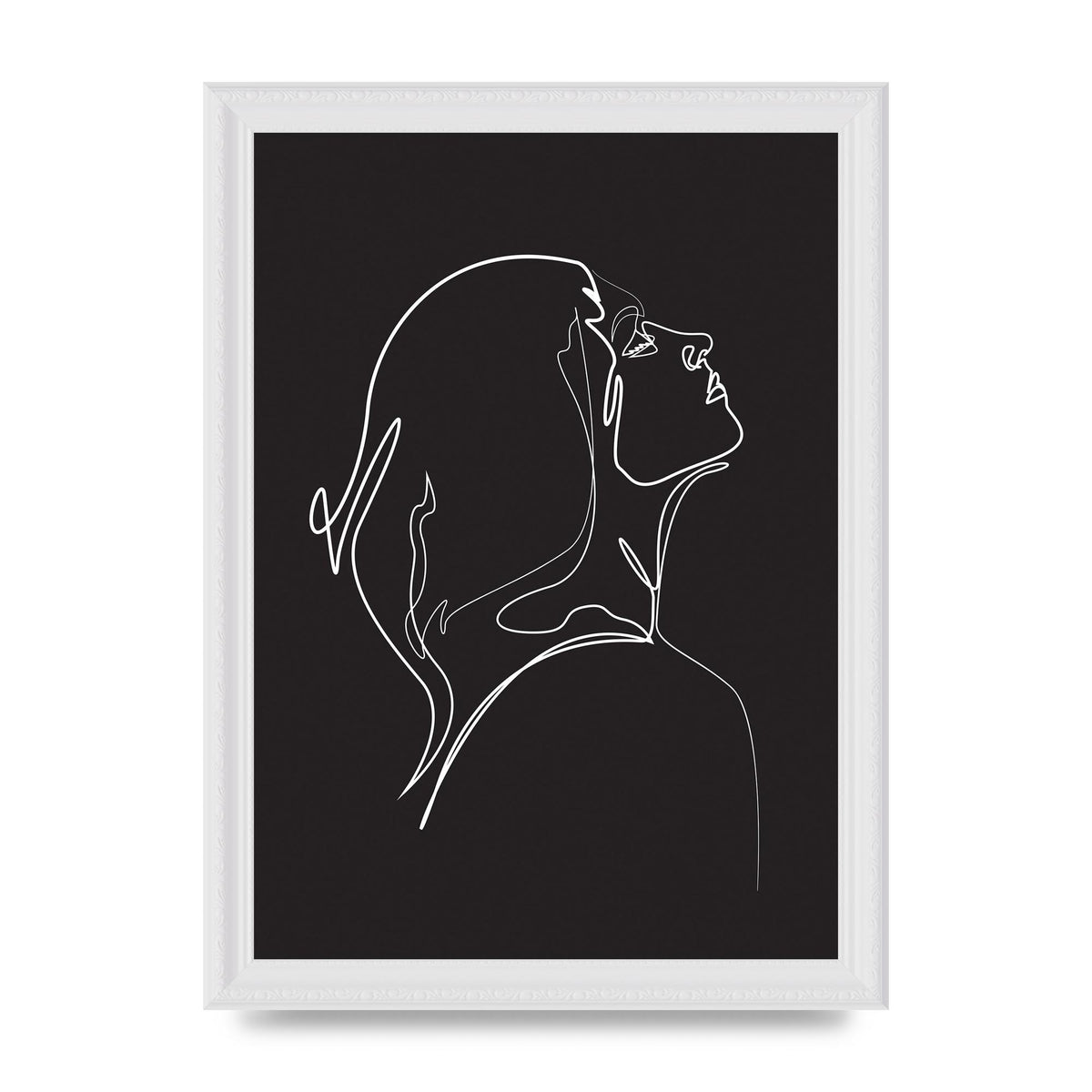 Woman Line Drawing Black Wall Art - A4 framed