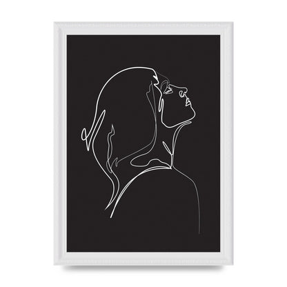 Woman Line Drawing Black Wall Art - A4 framed