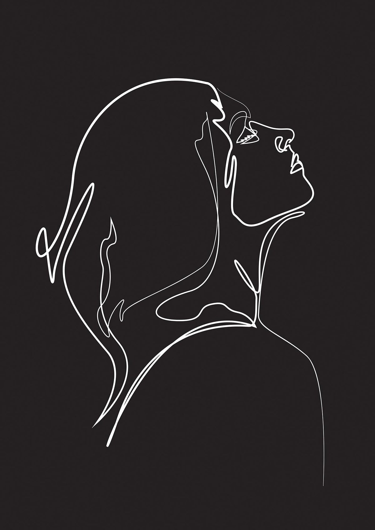 Woman Line Drawing Black Wall Art - detail