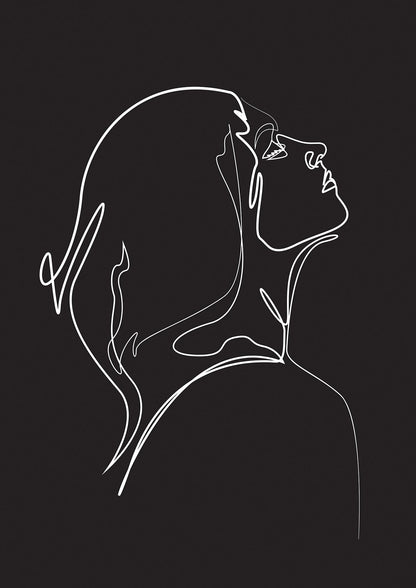 Woman Line Drawing Black Wall Art - detail