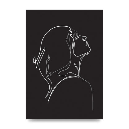 Woman Line Drawing Black Wall Art - unframed print