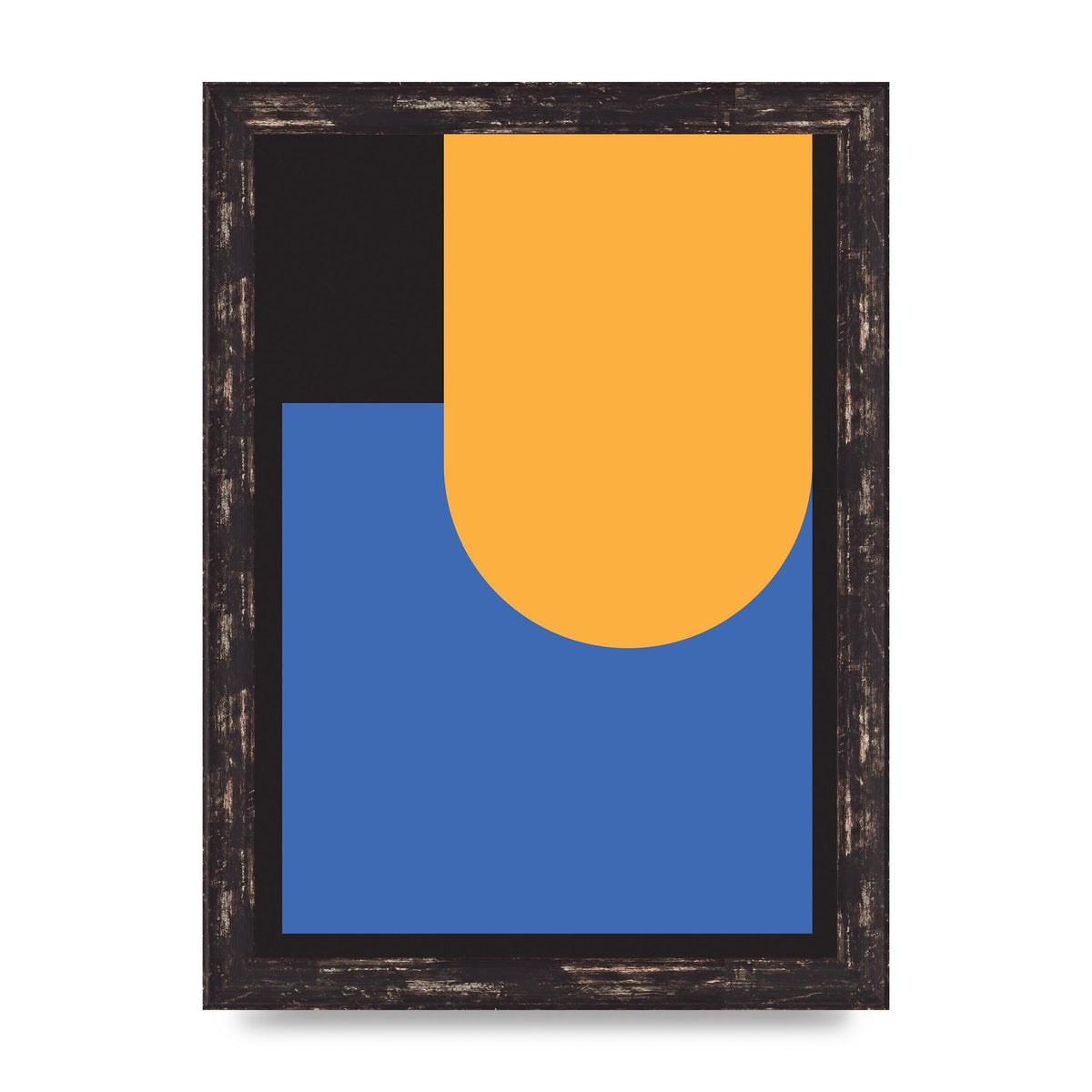 Black Abstract Shapes Two Printed Poster - A4 framed