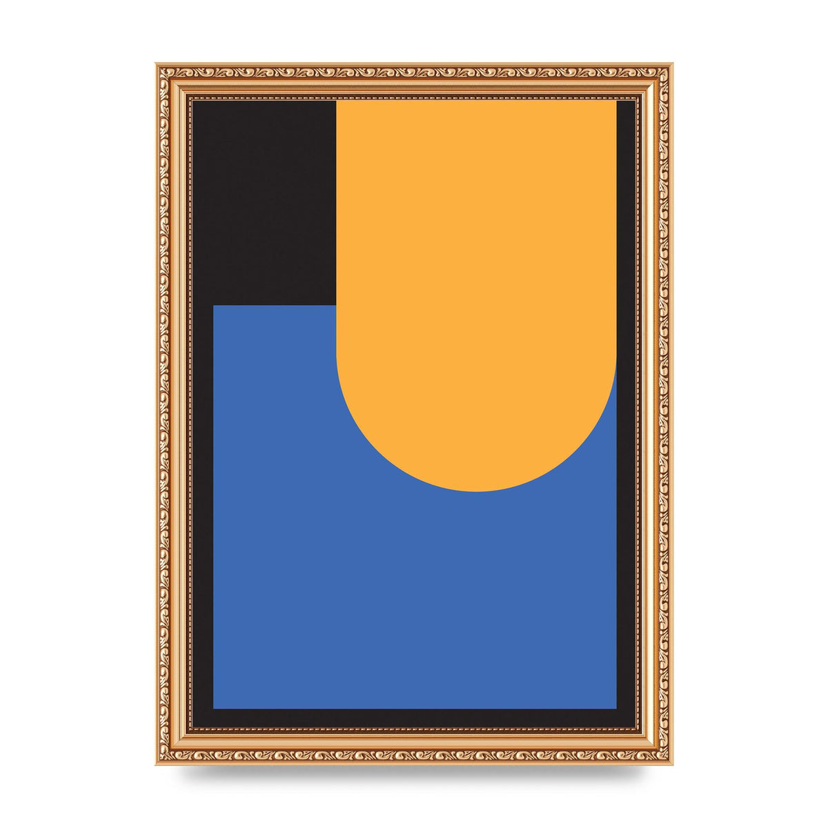 Black Abstract Shapes Two Printed Poster - A4 framed