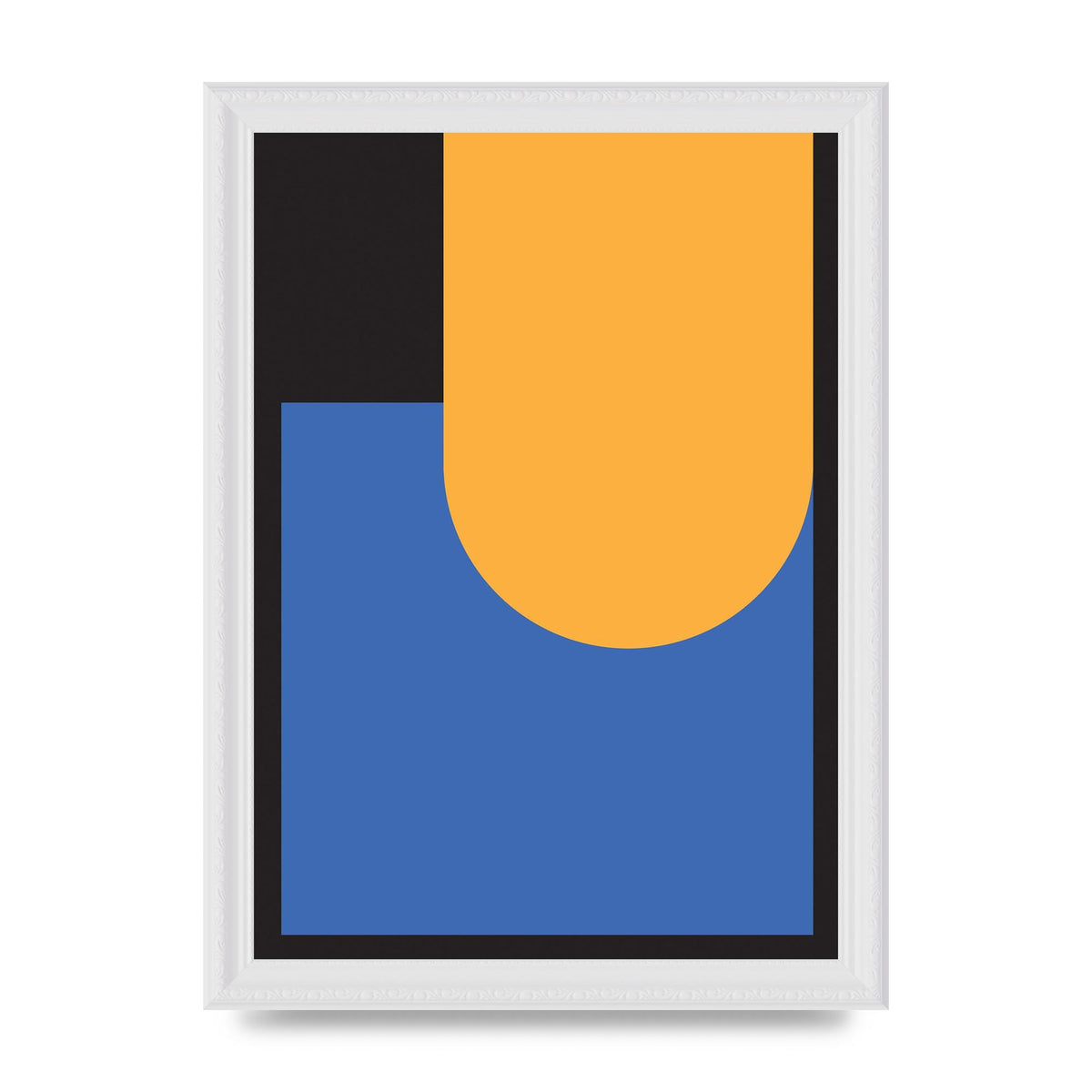 Black Abstract Shapes Two Printed Poster - A4 framed