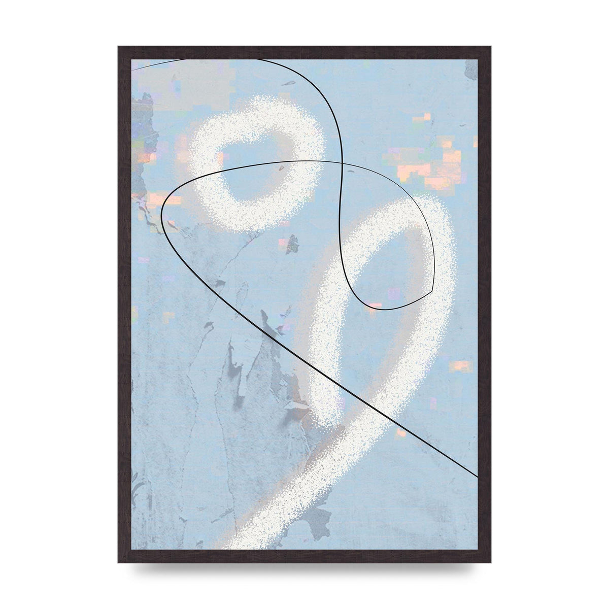 Distressed Abstract Line Wall Art - A2 framed